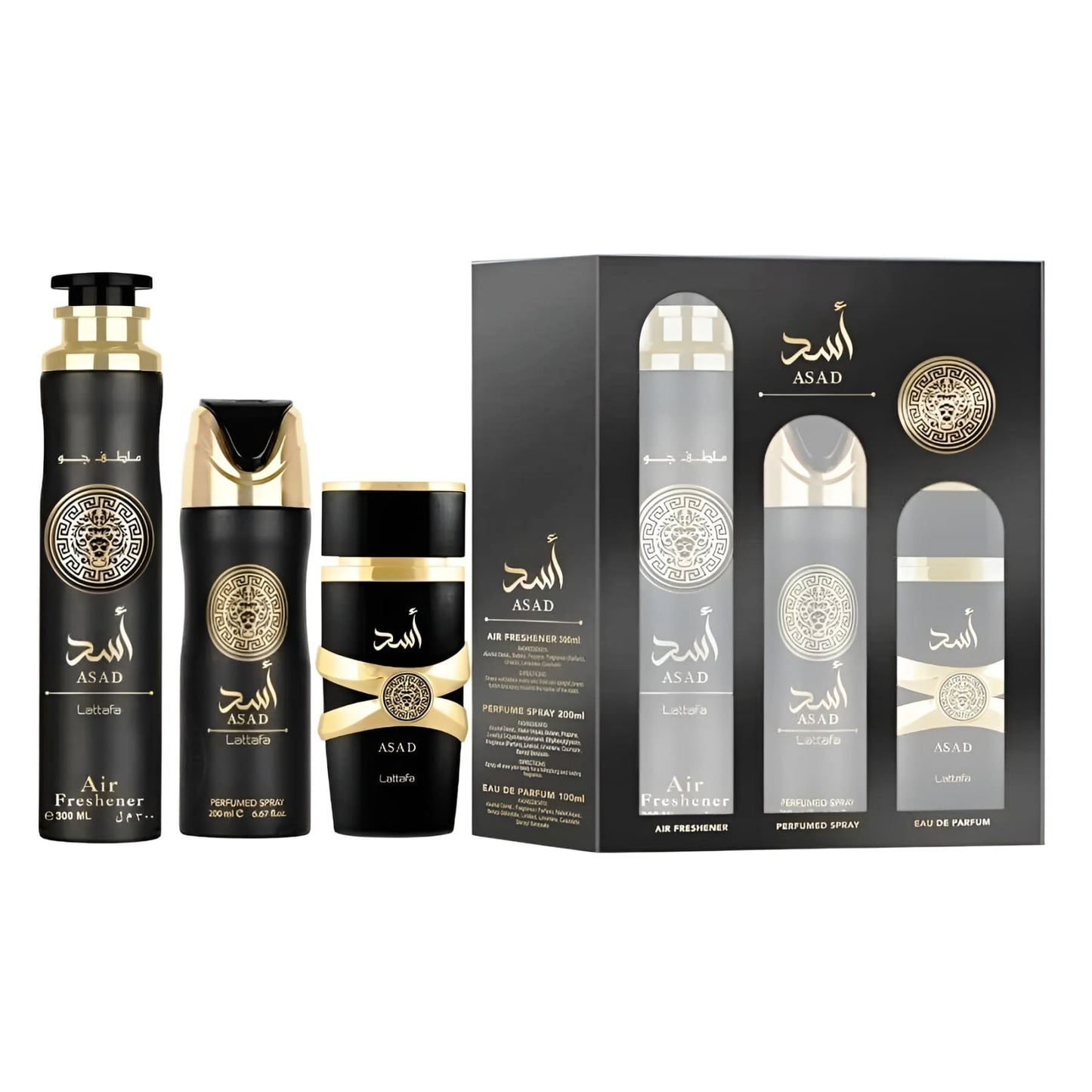 Set Lattafa Asad 3 Piese 600 ml – Apă de Parfum, Deodorant și Room Freshener