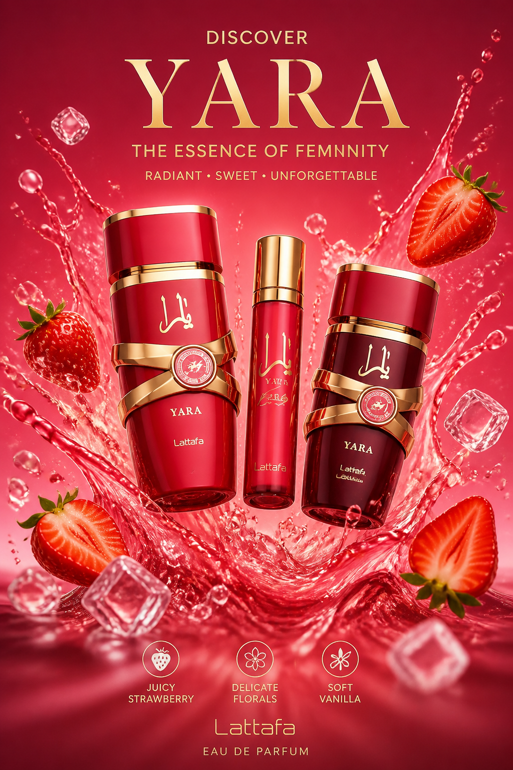 Lattafa Yara Candy Set Cadou – Apă de Parfum 100 ml + Spray de Călătorie 12 ml + Spray de Păr 50 ml
