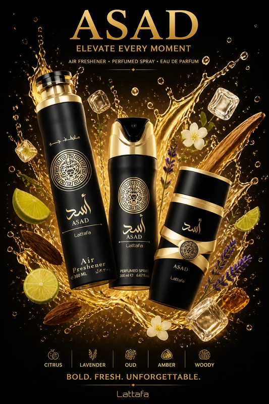 Set Lattafa Asad 3 Piese 600 ml – Apă de Parfum, Deodorant și Room Freshener